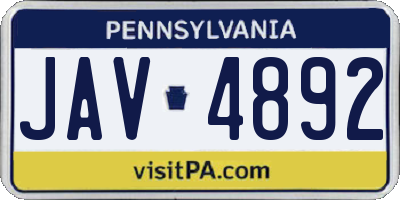 PA license plate JAV4892