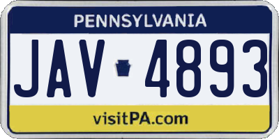 PA license plate JAV4893