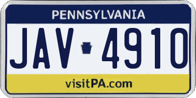 PA license plate JAV4910