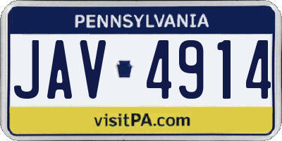 PA license plate JAV4914