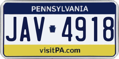 PA license plate JAV4918
