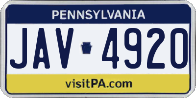 PA license plate JAV4920