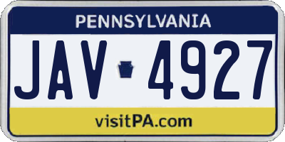 PA license plate JAV4927