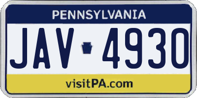 PA license plate JAV4930