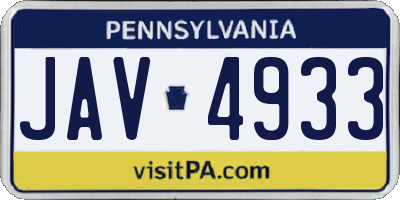 PA license plate JAV4933