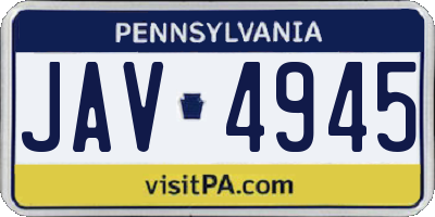 PA license plate JAV4945