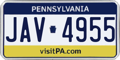 PA license plate JAV4955