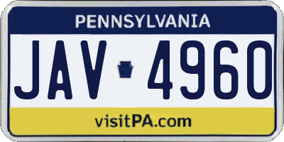 PA license plate JAV4960
