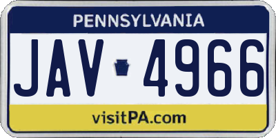 PA license plate JAV4966