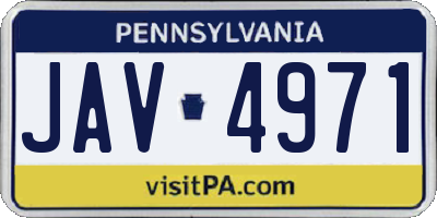 PA license plate JAV4971