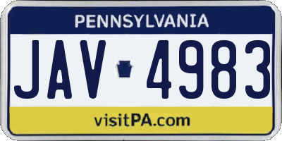 PA license plate JAV4983