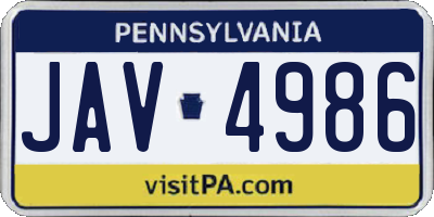 PA license plate JAV4986