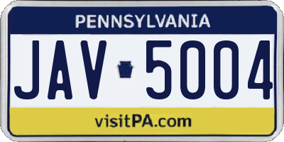 PA license plate JAV5004