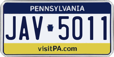 PA license plate JAV5011
