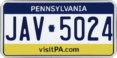PA license plate JAV5024