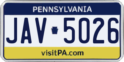 PA license plate JAV5026