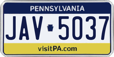 PA license plate JAV5037