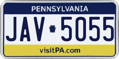 PA license plate JAV5055