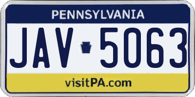 PA license plate JAV5063