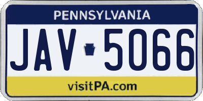 PA license plate JAV5066