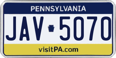 PA license plate JAV5070