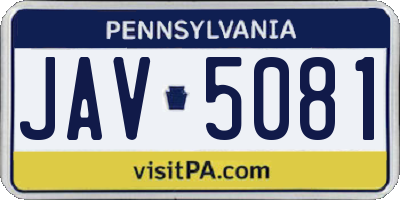 PA license plate JAV5081