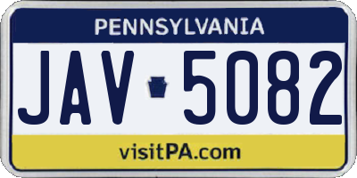 PA license plate JAV5082
