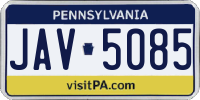 PA license plate JAV5085