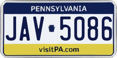 PA license plate JAV5086