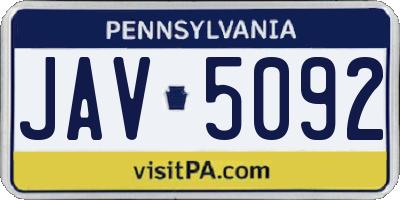 PA license plate JAV5092