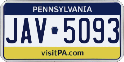 PA license plate JAV5093