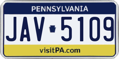 PA license plate JAV5109