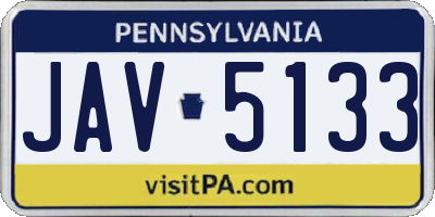 PA license plate JAV5133