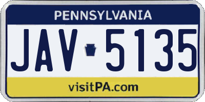 PA license plate JAV5135