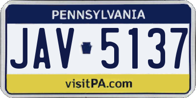 PA license plate JAV5137