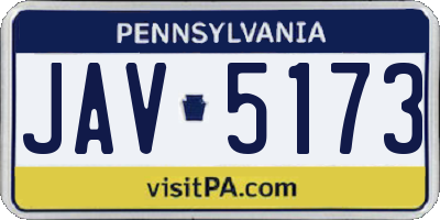 PA license plate JAV5173