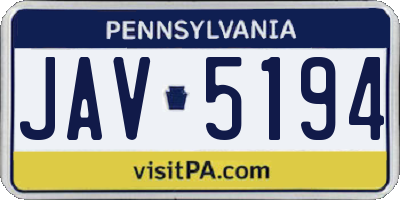 PA license plate JAV5194