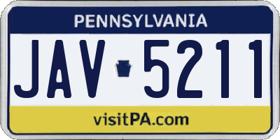 PA license plate JAV5211