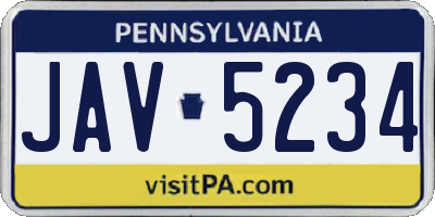 PA license plate JAV5234