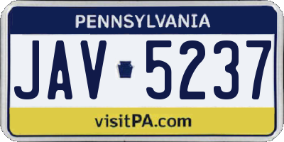 PA license plate JAV5237