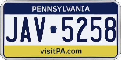 PA license plate JAV5258