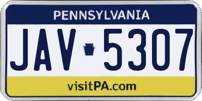 PA license plate JAV5307