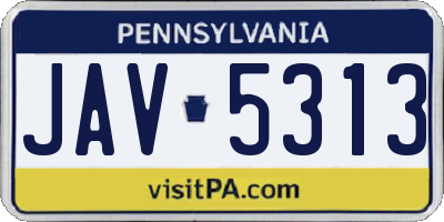 PA license plate JAV5313