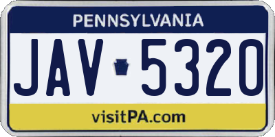 PA license plate JAV5320