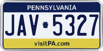 PA license plate JAV5327
