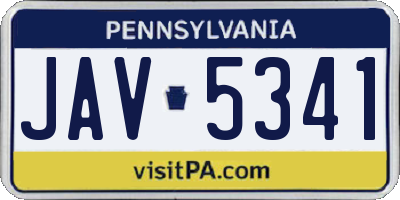 PA license plate JAV5341