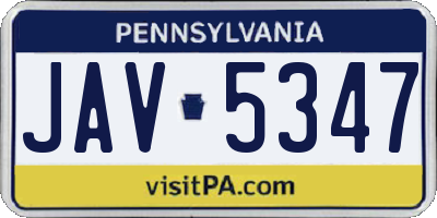 PA license plate JAV5347