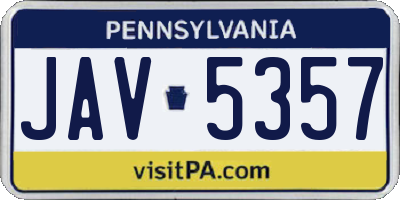 PA license plate JAV5357
