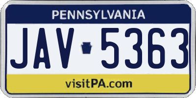 PA license plate JAV5363