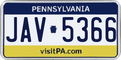 PA license plate JAV5366